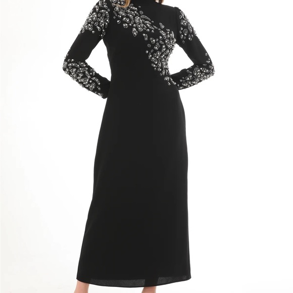 T&Y Senti Embellished Long Sleeve Maxi Dress in Black - Picture 4 of 11